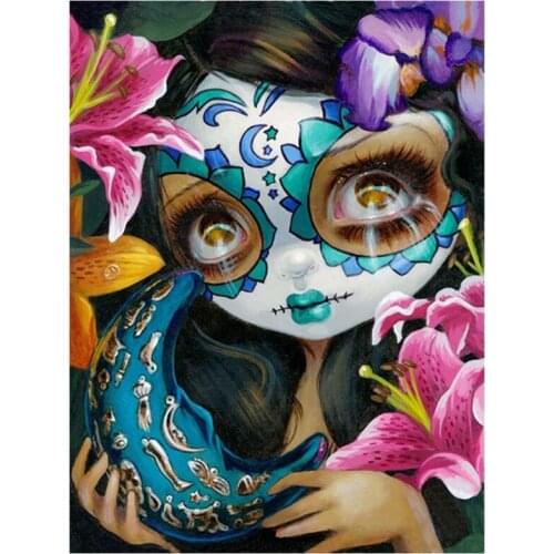 Practical Diamond Painting Cross Stitch Gift Set Cartoon Girl Full Round Resin Embroidery Home Decor