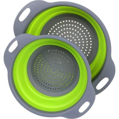 2 Pack Collapsible Colanders Set, Food-Grade Silicone kitchen Strainer Space-Saver Folding Strainer Colander, Dishwasher-Safe