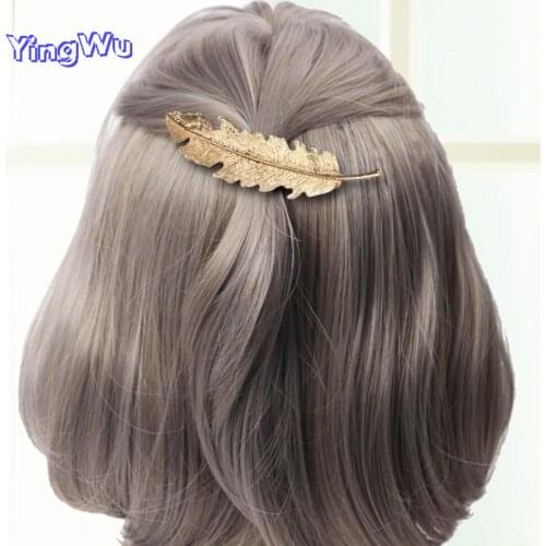 NEW Vintage Simple Gold Leaves Feather Hair Clip Hairpin Barrette Spring Clip Hair Jewelry Women Tiara Accessories Bride