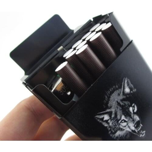 Personalized ultra thin automatic cigarette case king wolf black Laifu brand male metal e cigarettes boxes laser design forever