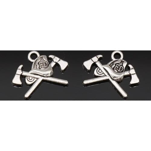6pcs 19x16mm Double axe Charms Antique Silver Color Metal Alloy Pendant Accessories Handmade Jewelry DIY For Craft Wholesale