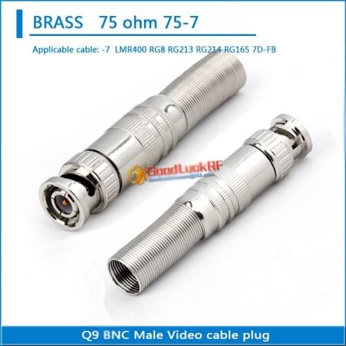 75ohm Q9 BNC Male SDI Ｗelding American style Video RF Connector Socket LMR400 RG8 RG213 RG214 RG165 SYV75-7 Surveillance camera