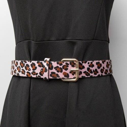 Sexy Female Belt Cummerbund Women Horsehair Belt With Leopard Pattern Rose Gold Metal Buckle Hot Women Pu Belt 2019 Fashion
