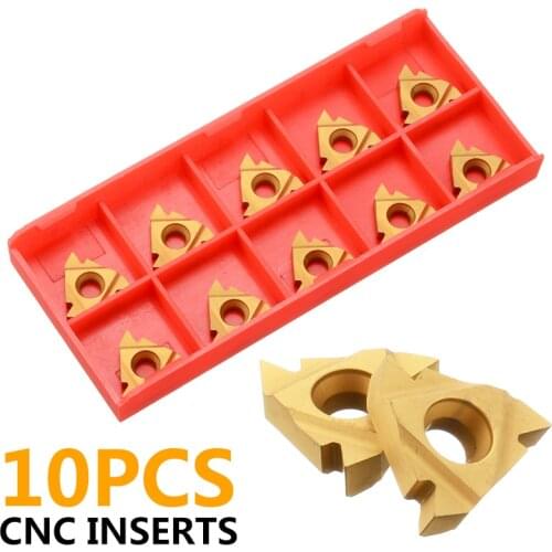 10Pcs/Box 16ER AG60 External Thread Carbide Inserts Golden Blades Cutter For CNC Machine External Turning Tool Lathe Cutter