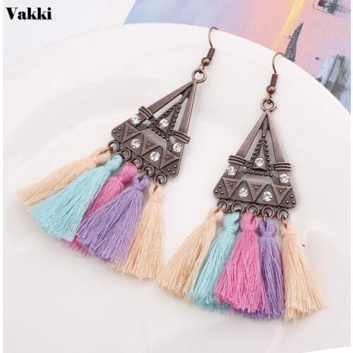 Hot Sale Bohemia Long Tassel Earrings For Women Vintage Fringed Drop Dangle Earrings Statement Ear Jewelry Gift Wholesale
