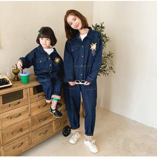 2021 Spring And Autumn Mother-Daughter Parent-Child Denim Matching Mother Daughter Clothes.If You Need 2pcs，Please Order Two