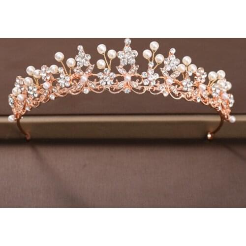 Vintage Baroque Queen Tiara Wedding Crown Bridal Diadem Crystal Rhinestone pearl Head Jewelry Headpiece Wedding Hair Accessories