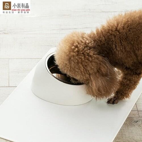 Youpin Stainless Steel Pet Dog Bowl Puppy Cats Food Drink Water Tilted Feeder With Base Pets Supplies Non-slip Feeding Dishes