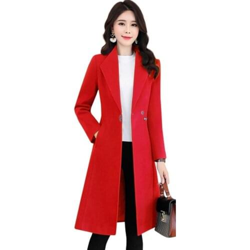Women Wool Jacket NEW Autumn Winter Coat Slim Women Long Outerwear Solid Color Casual Women Wool Coat Clothes Plus Size 3XL