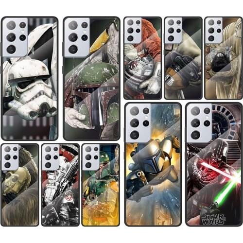 Star Wars Cool for Samsung Galaxy S21 Ultra Plus A72 A52 4G 5G M51 M31 M21 Luxury Tempered Glass Phone Case Cover