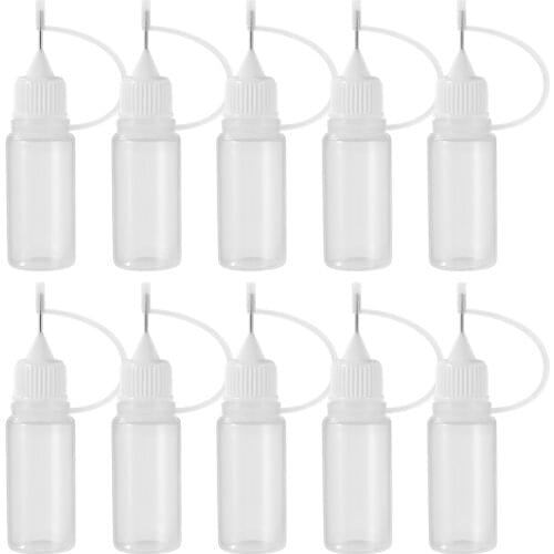 ULTNICE 10Pcs 10ml Needle Tip Glue Bottles Liquid Needle Bottles Applicator DIY Empty Bottles for Home Workplace (White)