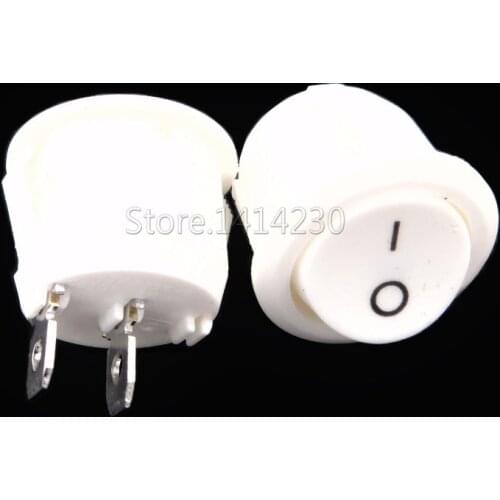 10PCS 23mm Diameter Big Round Rocker Switches KCD1-105 White 2 Pin ON-OFF Rocker Switch 10A/125V 6A/250V