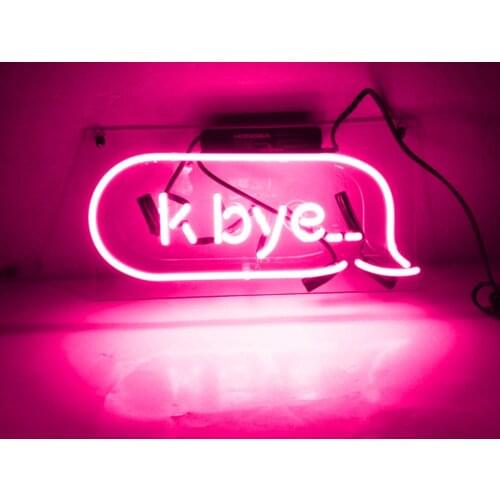 14“x7" K Bye Pink Acrylic Custom Neon Light Lamp Sign Beer Bar Handmade Real Glass Decorate Home Wall Room Windows Tube Artwork