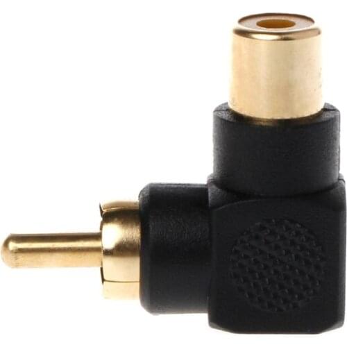 2 Pcs RCA Connector Plug Adapters Male to Female 90° Right Angle M/F Gold Plated Connector