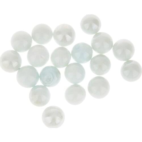 20 Pack 16mm Assorted Glass Marbles Traditional Game Play Toy White