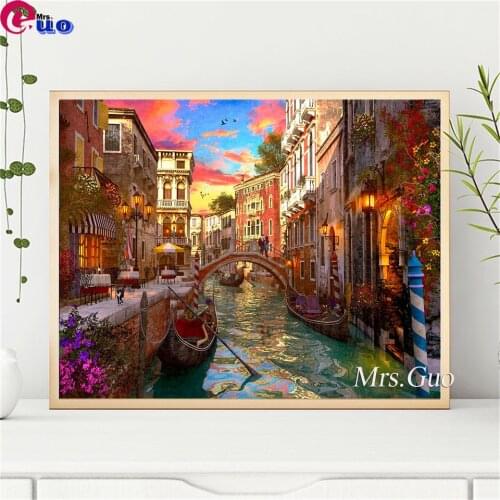 5D Diamond Painting Accessories Venice Romance Street Bridge Cross-Stitch Kit Paint By Number Rhinestone Full Drill Handmade Art