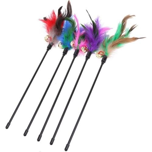 60CM Cat Toy Funny Cat Stick With Small Bell Feathers Playing Rod Toys Pet Product Random Color CLH@8
