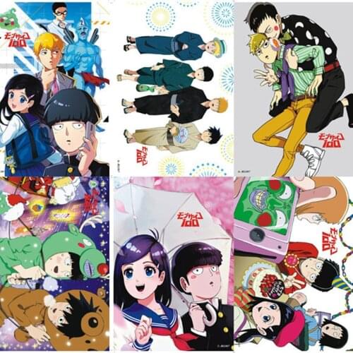 8 pcs/set Anime Mob Psycho 100 Embossed poster Mobu Saiko Hyaku Figure sticker for gifts