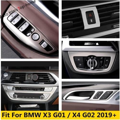 Stainless Steel Accessories Air AC Handle Bowl Window Lift Button Cover Kit Trim For BMW X3 G01 2018 - 2021 X4 G02 2019 - 2021