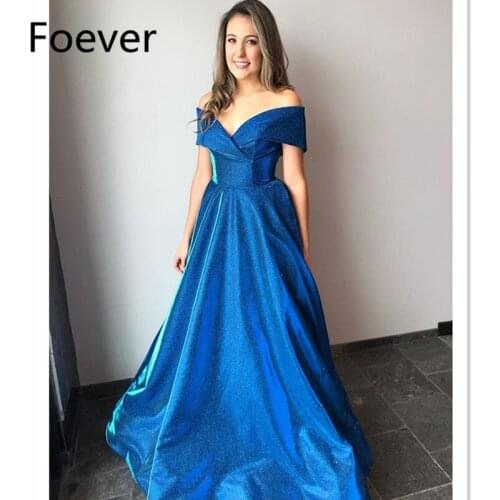 Glittery Prom Dresses Ball Gown Off-shoulder Neckline Party Evening Dress Robe De Soiree Formal Vestido de Festa Gowns