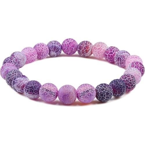 8mm Natural Crack Stone Bracelet Colorful Weathered Stone Stretch Beaded Bracelets & Bangles Women Men Healing Chakra Jewelry