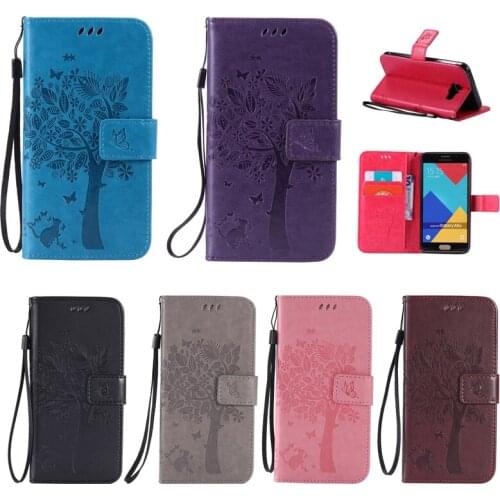 Case For Samsung Galaxy A3 A5 A7 2015 2016 2017 Flip PU+TPU leather Card slot Tree style Stand holder soft Case funda kimTHmall