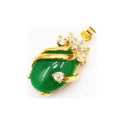 Valentines Day !Exquisite Gold Green gem Pendant Necklace with chain Factory Wholesale price Gift word for women jewelry