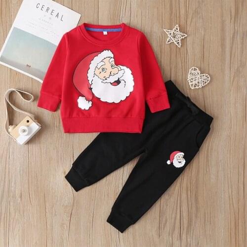 27KIDS Winter suits Santa Claus Clothes Boys and Girls Sweater For Christmas Feastival Kid Trousers Cotton Fabirc