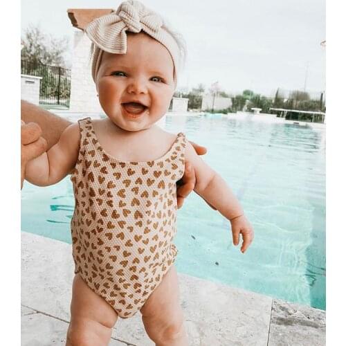 Baby Girl’s Fresh Heart Printed Jumpsuits Fashion Round Neck Sleeveless Triangle Wrapped Romper