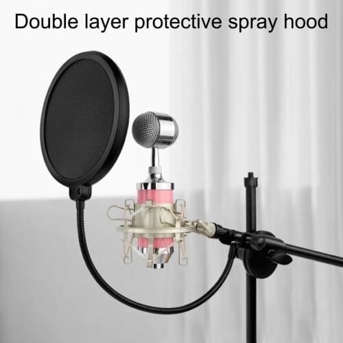 Filter Anti-shake Wind-proof Double-layer Plosives Reduction Condenser MIC Wind Screen for Recording YouTube Voice Overs-T669