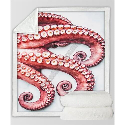 Plstar Cosmos Octopus Fleece Blanket 3D print Sherpa Blanket on Bed Home Textiles Dreamlike style-4