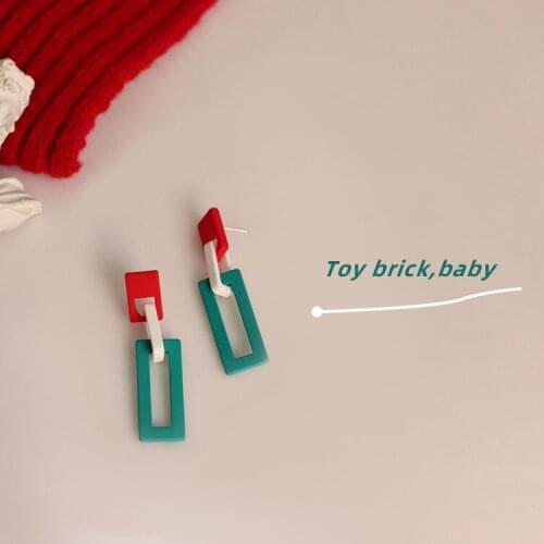 Interesting Contrast Color Romantic Geometric Earrings Personality Design Sense Of Fashion Temperament Korean INS Trend Earrings