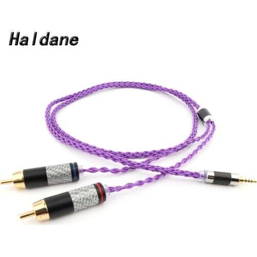 Haldane HIFI 2.5/3.5/4.4mm Balanced Male to 2 RCA Male Audio Adapter Cable 7N OCC Silver Plated 6.35mm TRS to RCA Audio Cable