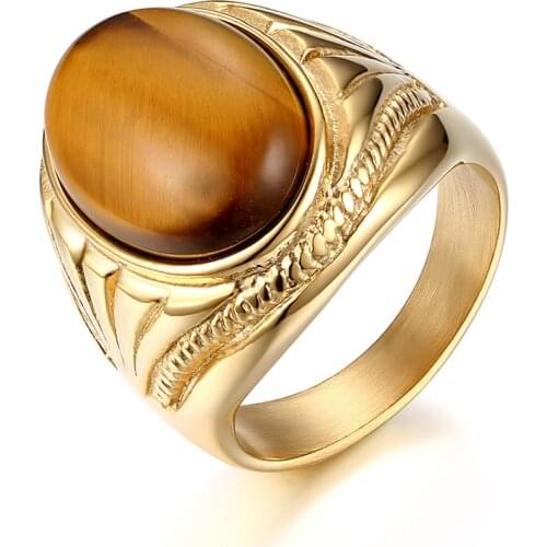 BONISKISS Hot Sale Man Vintage Ring Simple Stainless Steel Eye Pattern Gold Rings for Men anillos Male Bague aneis Punk Jewelry