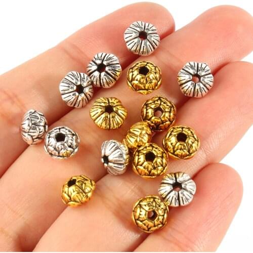 20pcs/lot Metal Beads Tibetan Antique Gold Silver Color Loose Spacer Beads for Jewelry Making Supplies Accessories DIY Bracelet