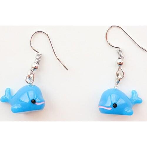 Cute Blue Shark Drop Earrings For Women Girl DIY Handmade Korean Fashion Creative Unique Dangle Earrings Jewelry Accessaries