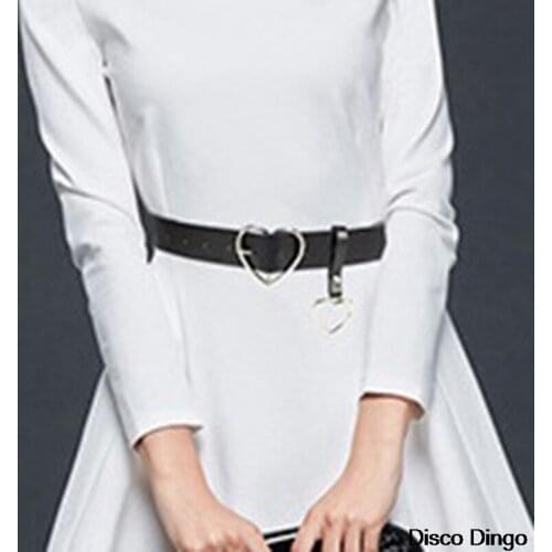 Fashion Women PU Leather Belt Heart Female Cute Black Harajuku Belt Ladies Pants Party Dress Heart Belts For Jeans