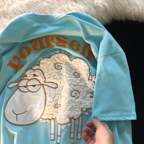 2021 Summer New Embroidered Short-sleeved T-shirt Loose Design Niche Korean Style Chic Blouse T Shirt for Women