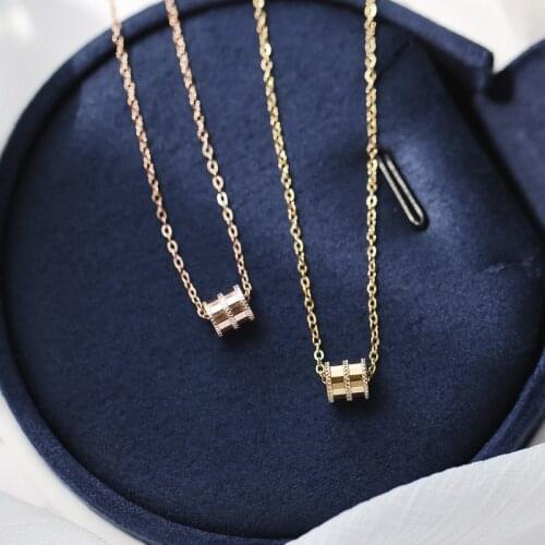 YUN RUO New Arrivals Rose Gold Color Classic Spring Cylindrical Pendant Necklace Woman Fashion Titanium Steel Jewelry Never Fade