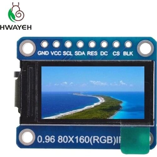 IPS 0.96 inch 8 Pin SPI HD 65K Full Color TFT Module ST7735 Drive IC 80*160 LCD Display 3.3V SPI Interface for Arduino DIY