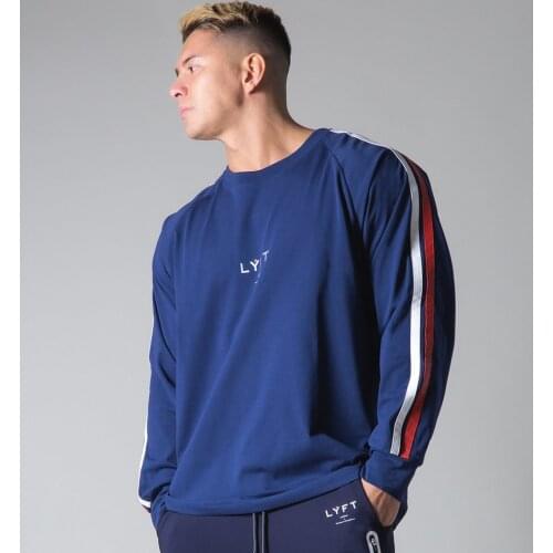 Casual Long sleeve Cotton T-shirt Men Gym Fitness Bodybuilding Workout Loose t shirt Male Tee Tops Sport Training Brand Clothing