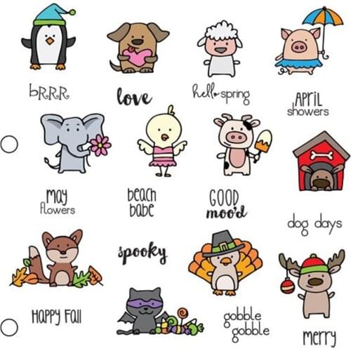 Various Christmas Animals Clear Stamp DIY Stencil For Scrapbooking Album Photo Paper Card Craft Fun Embossing Template New