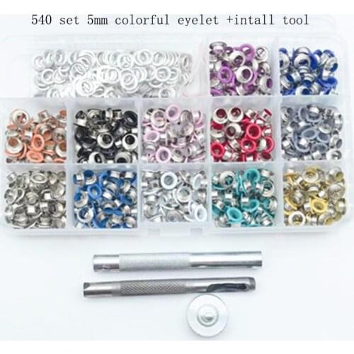 540 Sets Of 5Mm Inner Diameter Color Brass Hole Washers And Installation Tools Box Buttons Suitable For Leather Stamping Process