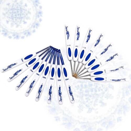 Blue and white porcelain knitting and crochet tools and accessories set of knitting needles sewing kit so weave Crochet hooks