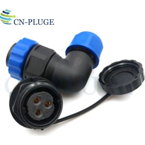SP20 IP68 3 pin Waterproof Right Angle Connector,20mm Panel Mount Connector Plug & Socket Male And Female