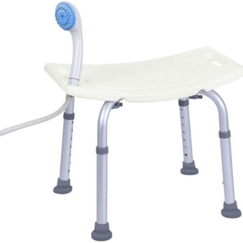 Bath Chair - with Back Scrubber - Tool Free Shower Chair for Elderly - with Adjustable Heights - Portable Anti Slip Shower Chair