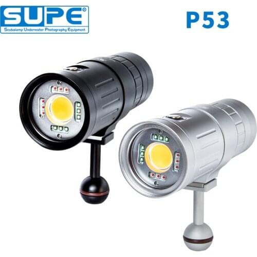 SUPE Scubalamp P53 5000Lumens White Red Blue Pink Strobe Underwater Strobe Light Photography Focus Light Scuba Diving Light Dimm