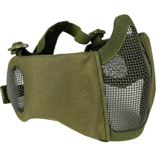 Tactical Airsoft Mask Half Lower Face Metal Steel Net The Field Elite Ear Protection Outdoor Cycling Steel Tactical Mask