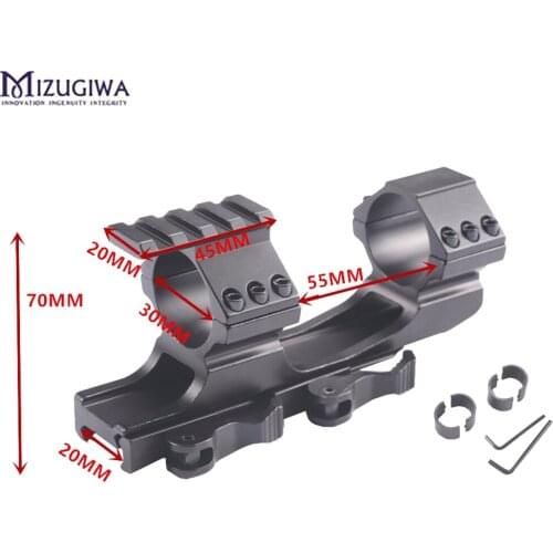 1pc Tactical Heavy Duty Quick Release cantilever Scope Rail Mount Ring 20mm Mount Rifle Scope Weaver Tri-Rail 30/25.4mm Hunting