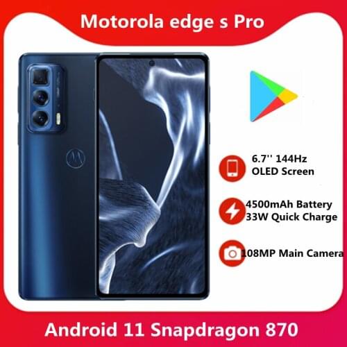 2021 Original Lenovo Motorola Edge S Pro 6.7 Inch 144Hz OLED Screen 108MP Main Camera 4500mAh 33W Charger Snapdragon 870 Phone